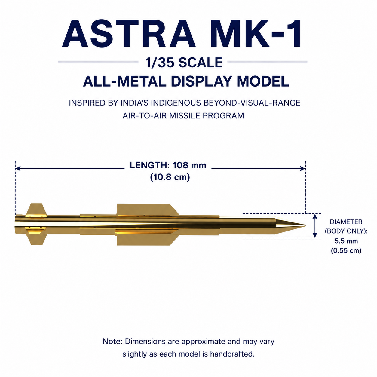 1/35 SCALE ASTRA MK-1 Missile Display Model | Premium All-Metal Collector Replica