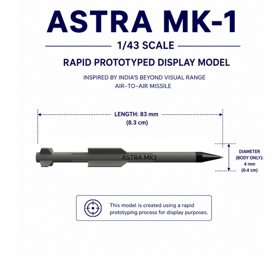 1/43 SCALE ASTRA MK-1 Missile Display Model | Premium Rapid Prototyped Collector Replica