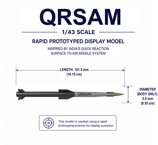 1/43 SCALE QRSAM Missile Display Model | Premium Rapid Prototyped Collector Replica