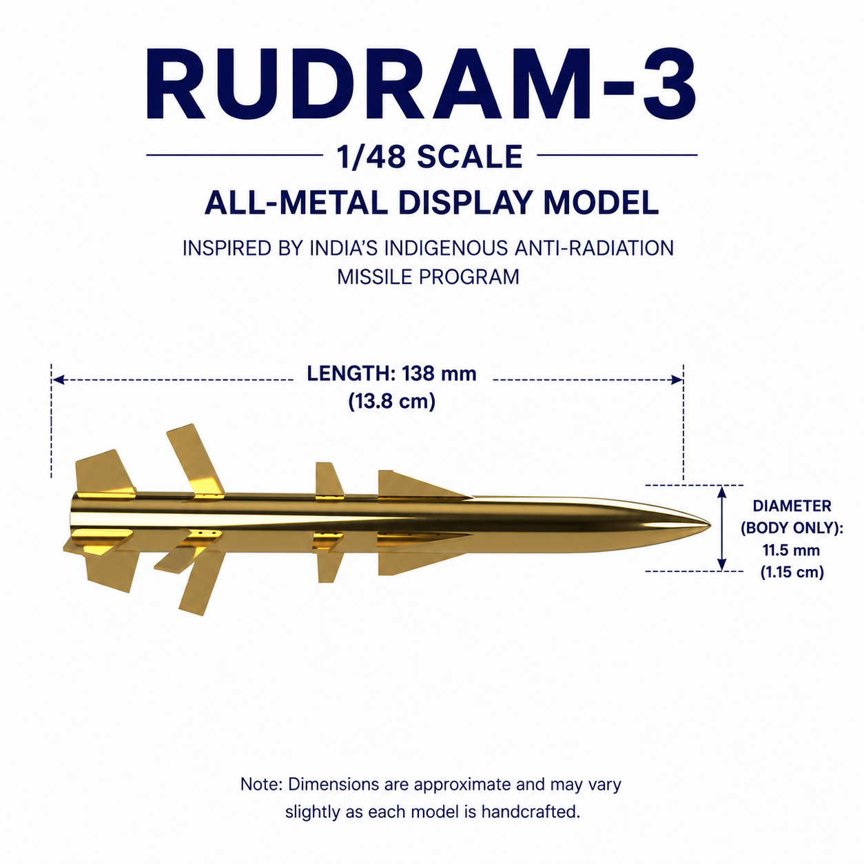 1/48 SCALE RudraM-III Missile Display Model | Premium All-Metal Collector Replica