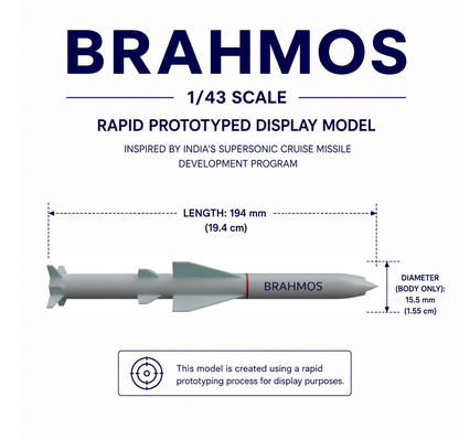 1/43 SCALE BRAHMOS Missile Display Model | Premium Rapid Prototyped Collector Replica