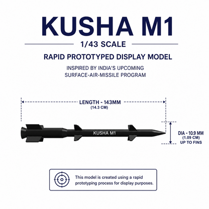 1/43 SCALE KUSHA M1 PROTOTYPE Missile Display Model | Premium Rapid Prototyped Collector Replica