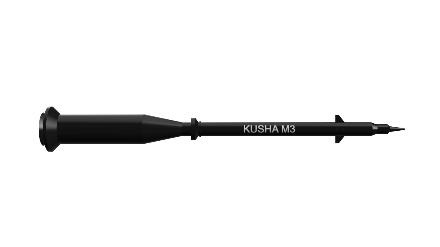 1/43 SCALE KUSHA M3 PROTOTYPE Missile Display Model | Premium Rapid Prototyped Collector Replica