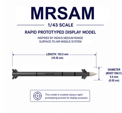 1/43 SCALE MRSAM Missile Display Model | Premium Rapid Prototyped Collector Replica