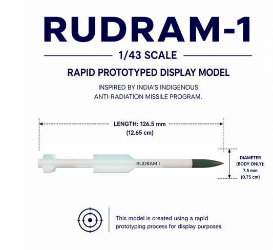 1/43 SCALE RudraM-I Missile Display Model | Premium Rapid Prototyped Collector Replica