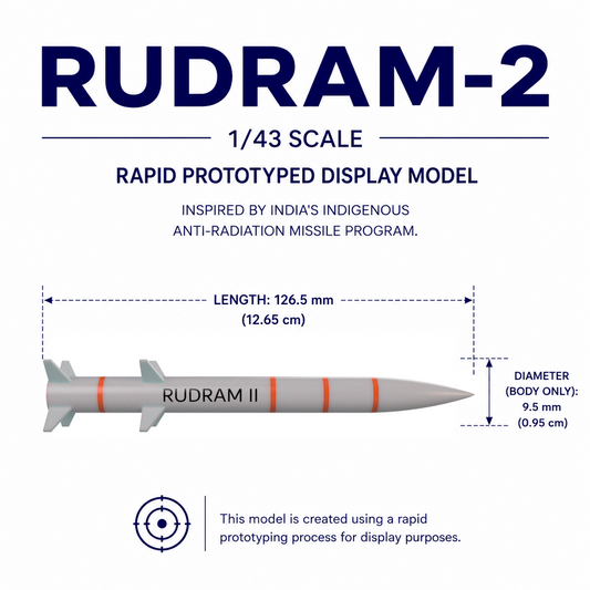 1/43 SCALE RudraM-II Missile Display Model | Premium Rapid Prototyped Collector Replica