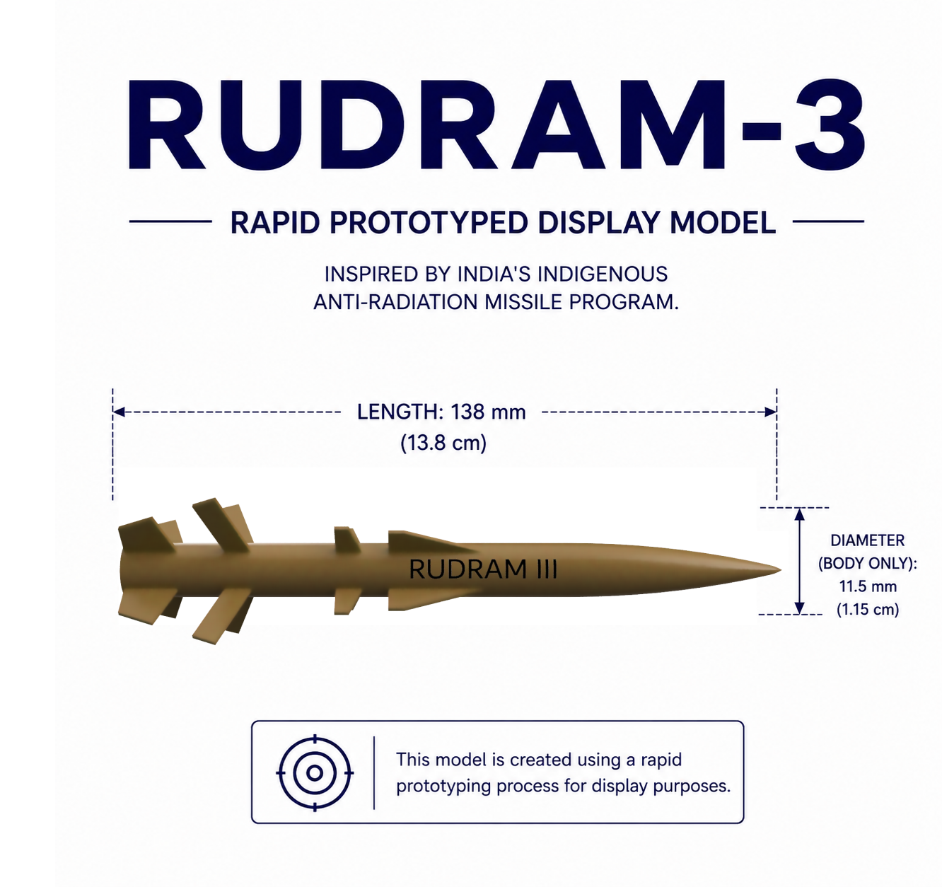 1/43 SCALE RudraM-III Missile Display Model | Premium Rapid Prototyped Collector Replica