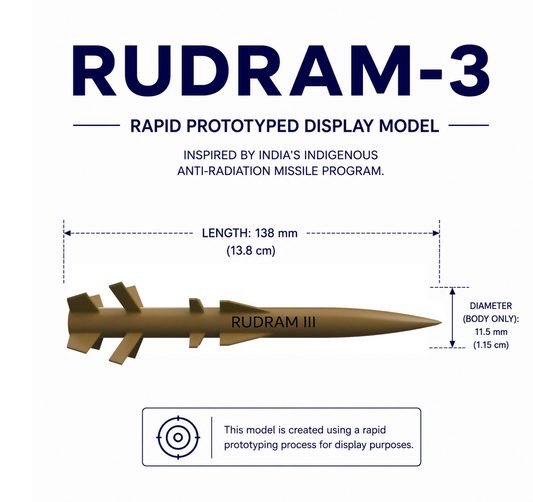 1/43 SCALE RudraM-III Missile Display Model | Premium Rapid Prototyped Collector Replica